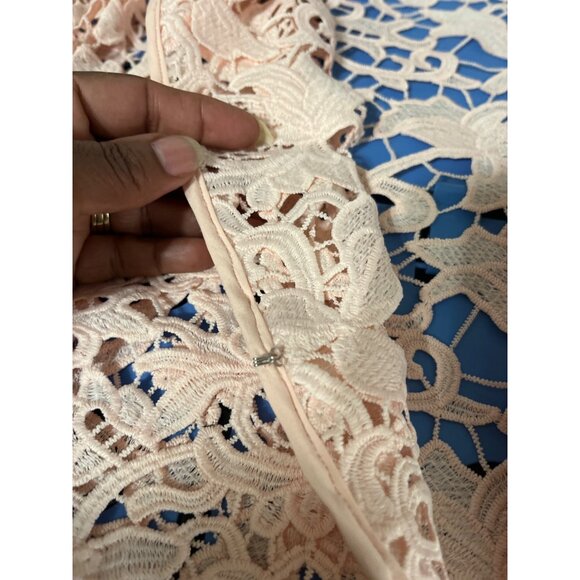 MING WANG Jacket Floral Lace Hook Eye Latch Light Pink size Medium - Picture 10 of 14